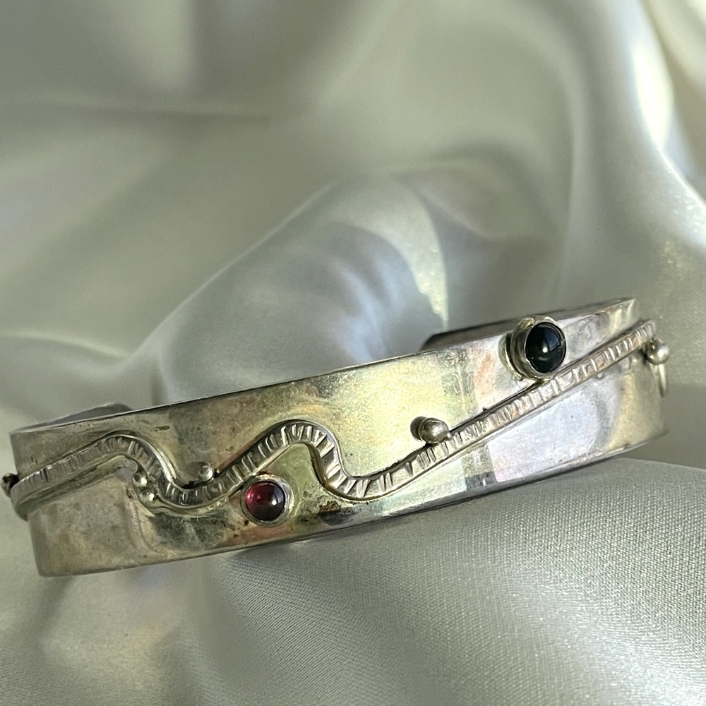 Sterling and Garnet Cuff Bracelet